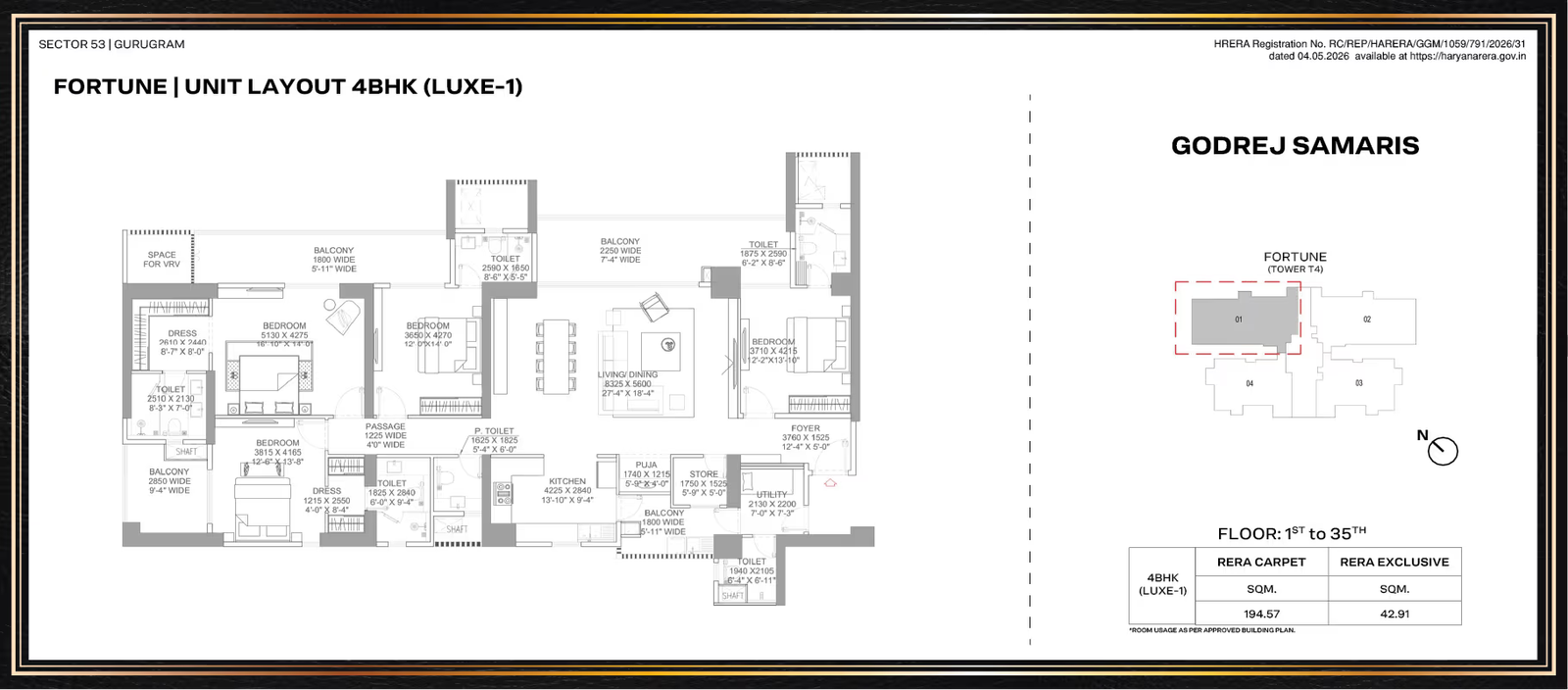 Godrej Samaris 3 BHK floor plan